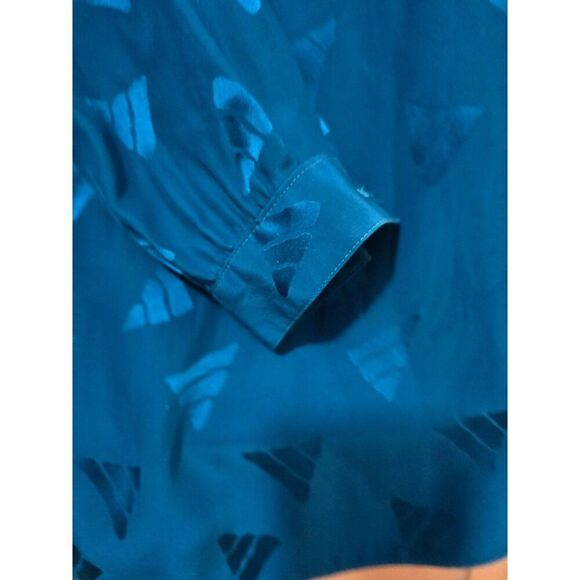 Vintage Teal Blouse Abstract Patterns & Unique Collar Design old money Elegant - Picture 4 of 8